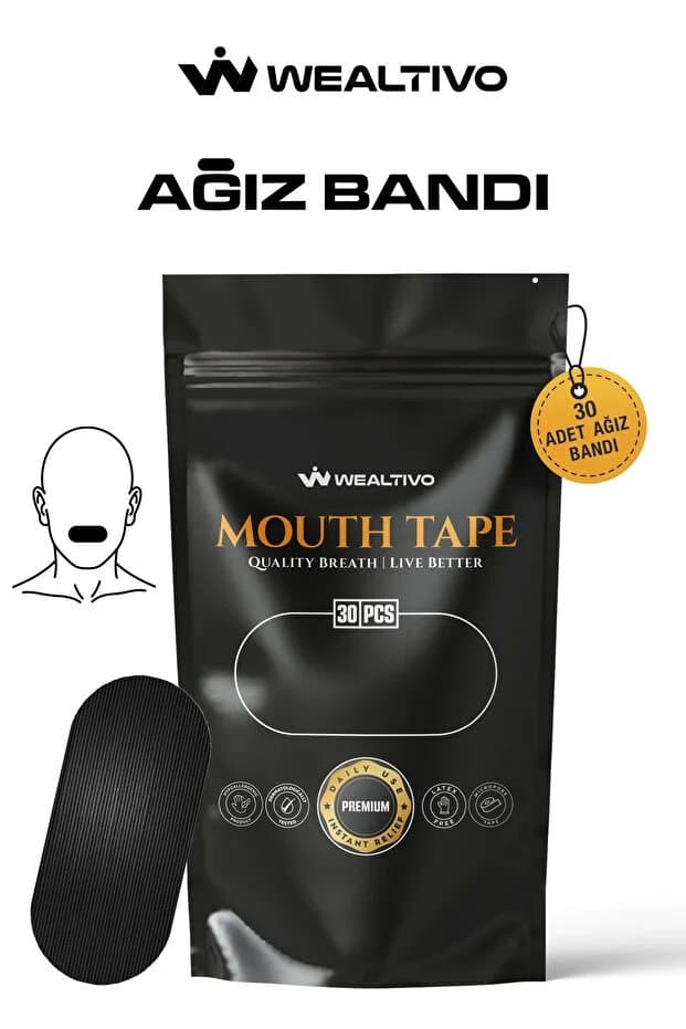 Premium Ağız Bandı 30 Adet, Horlama Desteği Hipoalerjenik Ağız Kapama Uyku Bandı (Mouth Tape)